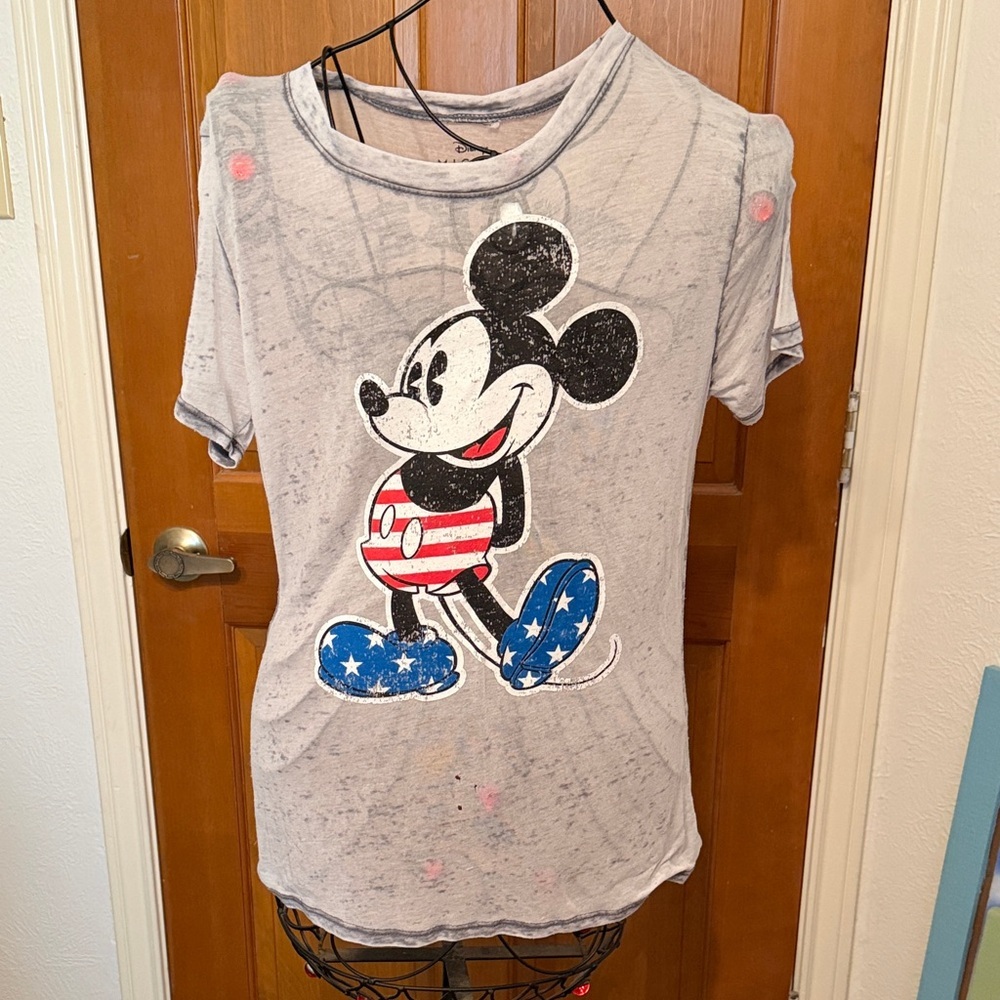 🆓🆓🆓Free w/purchas🆓🆓🆓Disney Mickey Mouse Stars and Stripes Unisex T-Shirt-medium